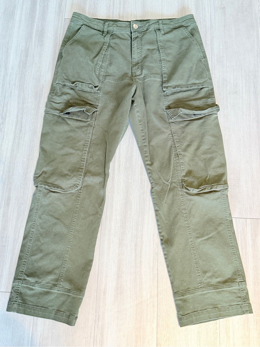 NovaMen Men's Olive Green Cargo Pants Straight Leg Durable Utility Style 36/32